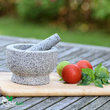 ChefSofi Mortar and Pestle Set - 6 Inch - 2 Cup Capacity - Unpolished Heavy Granite