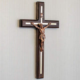 Handmade Crucifix Wall Cross - Wooden Catholic Hanging Crucifix for Home Decor