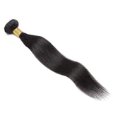 Brazilian Human Hair 1 Bundle 14 Inch Long Straight Unprocessed Virgin Hair Sew in Single Hair Weft Weaves Extensions 100g/bundle #1B Natural Black