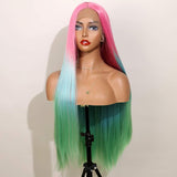 AIVA Synthetic Lace Front Wig With Natural Hairline Ombre Wig Glueless Heat Resistant Hair Middle Part Cosplay Wigs For Women