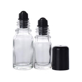 3Pcs 100ML Clear Glass Empty Refillable Roll-On Bottles with Stainless Steel Roller Ball and Black Cap Essential Oil Perfume Eye Essence Fluid Cosmetic Containers Dispense Sample Vials for Beauty