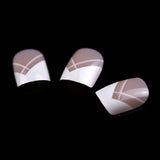 ArtPlus 24pcs x 4 (4-Pack) Elegant Touch French Manicure False Nails with Glue Full Cover Medium Length 4 Boxes in 1 Premium Pack Fake Nails Art
