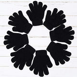 Kids Winter Knit Gloves, 12 Pairs Full Finger Stretchy Magic Gloves for Boys and Girls