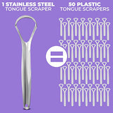 Tongue Scraper (2 Pack), Reduce Bad Breath (Medical Grade), Stainless Steel Tongue