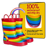 K KomForme Kids Girl Boy Rain Boots, Waterproof Rubber Printed with Handles