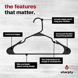 Sharpty Plastic Clothing Notched Hangers Ideal for Everyday Standard Use, (Black, 20 Pack)