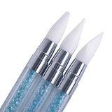 Fengshangmei 3pcs Set Double Side Silicone Head Nail Art Design Carving Gel Nail Brushes