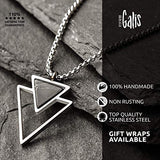 Handmade Long Stainless Steel Necklace For Men Set With Triangle Pendant