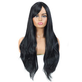 Black Long Straight Wigs for Black Women, 28 Inches Straight Synthetic Black Wig with Bangs - Professional Natural Long Wavy Wig for Party Daily Wear