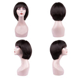 Human Hair Wigs with Bangs Brazilian Short BoB Wigs For Woman BOB Straight Hair Wigs Glueless Machine Made Wigs Natural Colo (6 Inch, natural color)