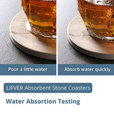 LIFVER Drink Coasters with Holder, Absorbent Coaster Sets of 6, Marble Style Ceramic