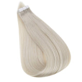 RUNATURE Tape in Hair Extensions Human Hair White Blonde Hair Extensions 22 Inch Remy Tape Extension Real Hair Silky Straight Extesnions 50g 20 Pcs Invisible Blonde Hair Tape in Extesnions