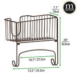 mDesign Metal Wall Mount Ironing Board Holder with Large Storage Basket