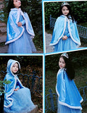 Party Chili Fur Princess Hooded Cape Cloaks Costume for Girls Dress Up Blue