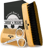 Beard Brush & Comb Set w/ Beard Scissors Grooming Kit, Beard Brush For Men