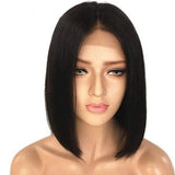 13x4 Lace Front Short Bob Wigs Brazilian Straight Human Hair Wigs For Black Women 150% Density Pre Plucked Natural Black (12 inch)