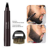 Beard Pencil Filler For Men,4 Tip Beard Filler Pen Kit Beard Pen & Beard Brush Male Must