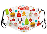 Kids Chirstmas Print Reusable Face Bandanas Cute Holiday Breathable Cloth Face