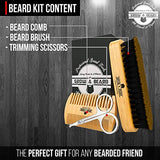 Beard Brush & Comb Set w/ Beard Scissors Grooming Kit, Beard Brush For Men