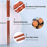 GLAMFIELDS Reusable Chopsticks Japanese Natural Wooden Classic Style 5 Pairs