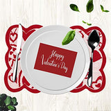 Valentine's Day Decorations Table Runner & Placemats,Set of 5 PCS | 1PC Red Lace Love