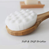 HYCOPROT Soft Fluffy Bath Back Brush, Extra Soft Comfy Bristles Anti-slip Long Handle Natural Body Massager for Shower, Wet/Dry Brushing, Exfoliating, Back/Leg/Foot Scrubbing (Grey)