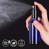 2oz Blue Glass Spray Bottles for Essential Oils, Small Spray Bottle with Black Aluminum