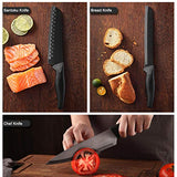 Wanbasion 6 Pieces Matte Black Titanium Plated Knife Set Stainless Steel Forged