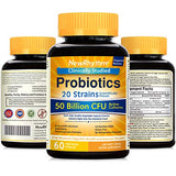 NewRhythm Probiotics 50 Billion CFU 20 Strains, 60 Veggie Capsules, Targeted Release