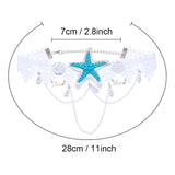 Mermaid starfish headband Bohemian wedding corolla summer beach style elastic lace pearl flower shell necklace accessories (starfish Pearl crystal headpiece+ white lace choker)