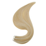 Hetto Tape in Hair Skin Weft Tape in Real Human Hair Extensions Color #27 Strawberry Blonde and #613 Blonde Seamless Virgin Hair for Fashion Women 20 Pieces 50Grams 22 Inch