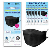 [Happy Life] 6pcs Premium 3D Disposable KF94 Face Mask, KF94 Mask, Black KF94