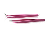 Pink Curved and Straight Tweezers Professional Tweezer Set - 2 Tweezers Great For Facial, Ear, Nose & Ingrown Hair Remover Treatment. Make Perfect Eyebrow Shapes