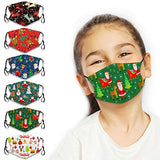 Kids Chirstmas Print Reusable Face Bandanas Cute Holiday Breathable Cloth Face