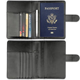 GDTK Leather Passport Holder Cover Case RFID Blocking Travel Wallet (Black)