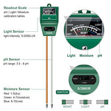 Sonkir Soil pH Meter, MS02 3-in-1 Soil Moisture/Light/pH Tester Gardening Tool Kits