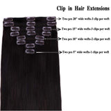 Clip In Hair Extensions Remy Hair For Women Silky Straight Human Hair Darkest Brown Clip In Hair Extensions Full Head 8pcs 18 Clips Double Weft
