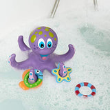 Nuby Floating Purple Octopus with 3 Hoopla Rings Interactive Bath Toy