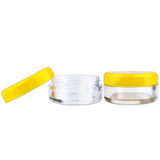 (Quantity: 100 Pieces) Beauticom 5G/5ML Round Clear Jars with YELLOW Lids for Scrubs, Oils, Toner, Salves, Creams, Lotions, Makeup Samples, Lip Balms - BPA Free