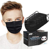 Kids Face Mask, Black Disposable Face Mask for Boys and Girls-Soft on Skin, 3 Ply