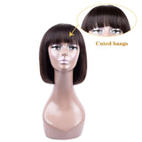 Human Hair Wigs with Bangs Brazilian Short BoB Wigs For Woman BOB Straight Hair Wigs Glueless Machine Made Wigs Natural Colo (6 Inch, natural color)