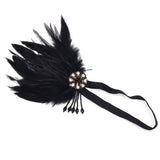 1920s Flapper Elastic Headband-Roaring 20s Accessories Feather Headband Great Gatsby Flapper Hair Accessories for Women (15-black)