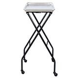 Aluminum Foldaway Folding Service Tray on Wheels-Silver