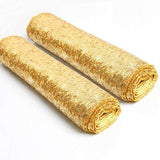 Acrabros Sequin Table Runners Gold- 12 by 72 Inch Glitter Gold Table Runner-2 Pack