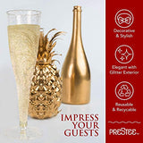 100 Plastic Champagne Flutes Disposable | Gold Glitter Plastic Champagne Glasses