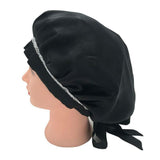 SUPERLIKE 100 Percent Silk Sleeping Cap for Women Night Cap Pure Mulberry Silk Traceless Adjustable Hat Black Color