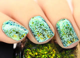 ILNP Open Fields - Grass Green, Yellow, Blue Ultra Chrome Color Shifting Flakie Nail Polish