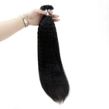 Runature Stick Tip Hair Extensions 22 Inches ITip Human Hair Off Black Hair Extensions 50g Kinky Straight Prebonded Hair Extensions Hot Fusion