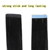 Tape in Hair Extensions Human Hair 16 Inch 20 Pieces/Package 50 G Jet Black Color Hair Extensions Tape in Real Remy Hair Straight (16Inch,#1)