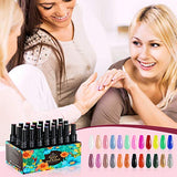 Gel Nail Polish Kit, Kastiny 24 Colors Glitter Rainbow Soak Off Nail Gel Collection with Base